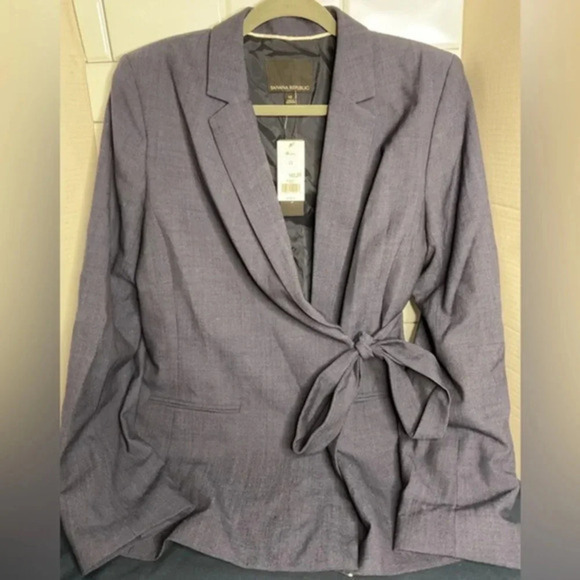 NWT Banana Republic Side Tie Wool Blend Blazer Jacket Women’s Sz 12 - Picture 1 of 5